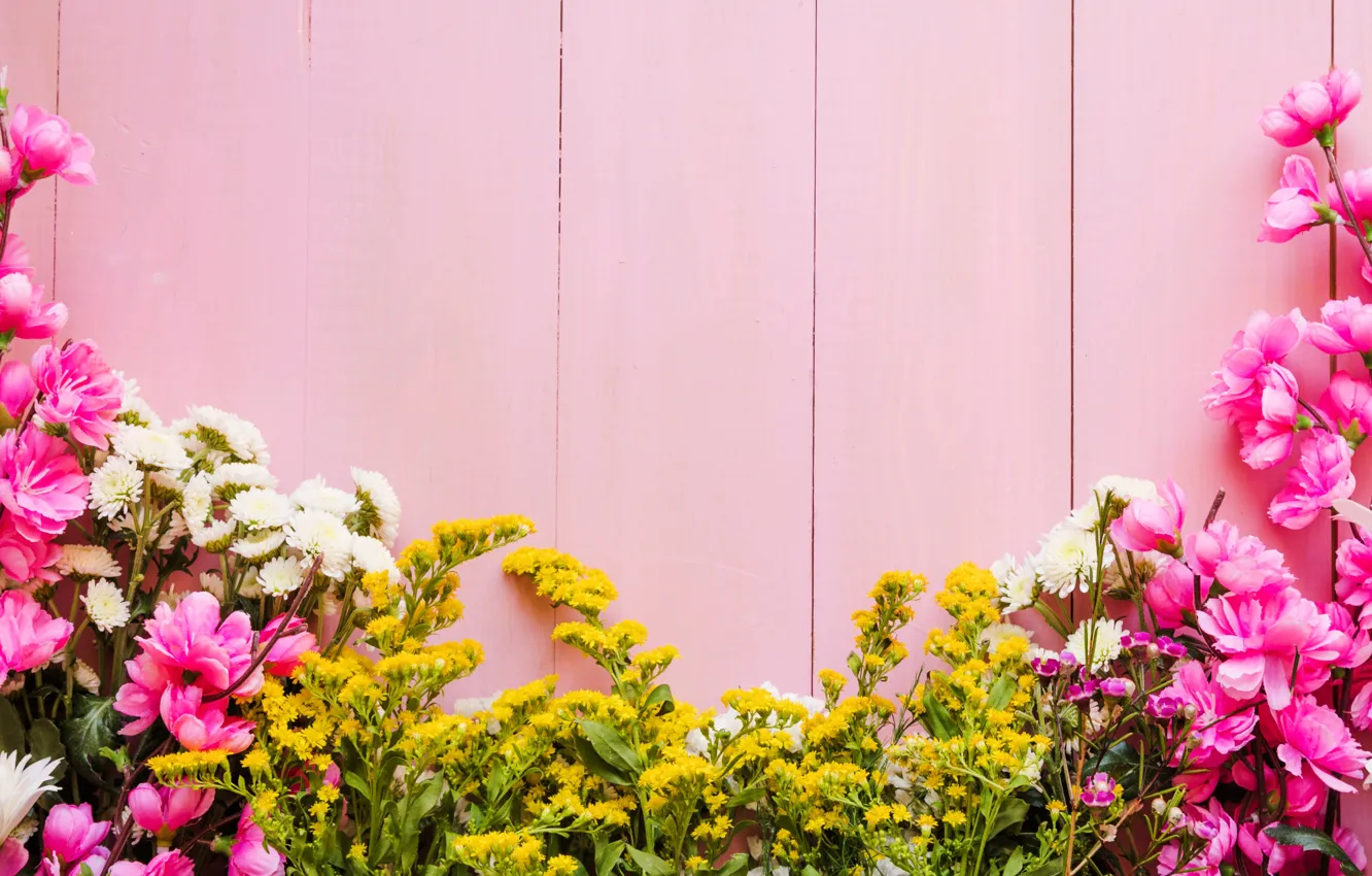 Фото обои цветы, фон, розовый, pink, flowers, background, wooden, spring