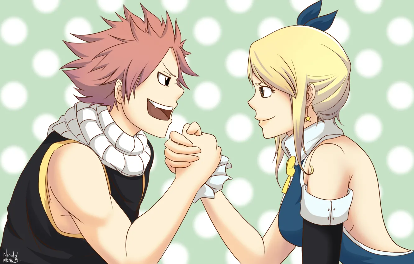 Фото обои арт, Lucy Heartfilia, Natsu Dragneel, FAIRY TAIL