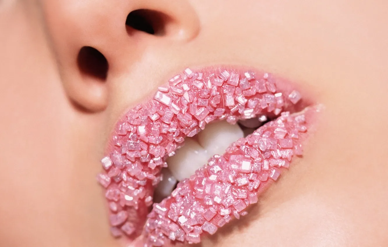 Фото обои губы, крупно, сахар