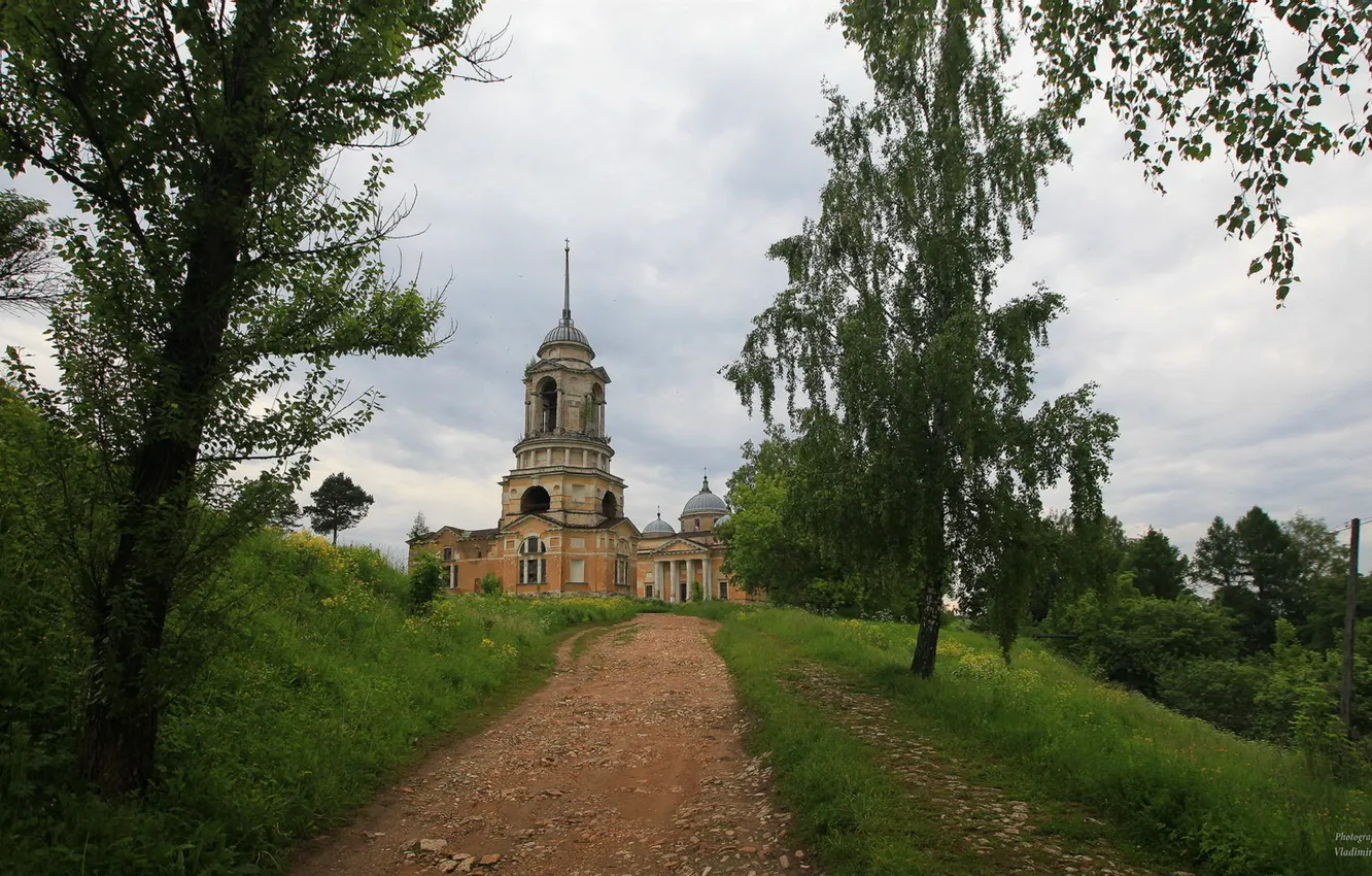 Фото обои дорога, монастырь, Родина