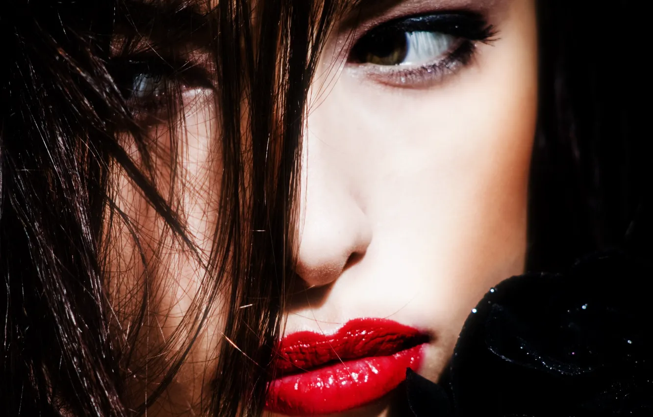 Фото обои взгляд, девушка, губы
