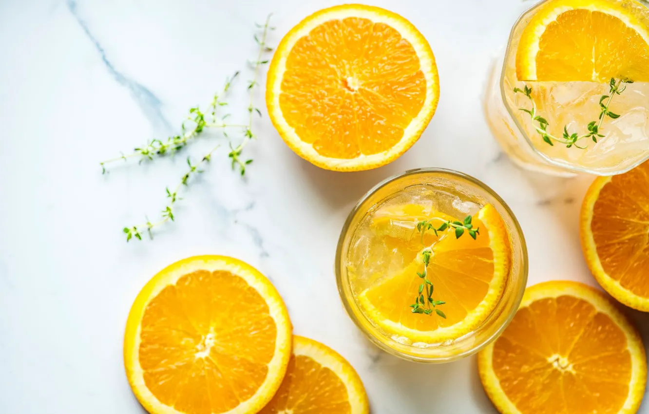Фото обои стакан, апельсин, напиток