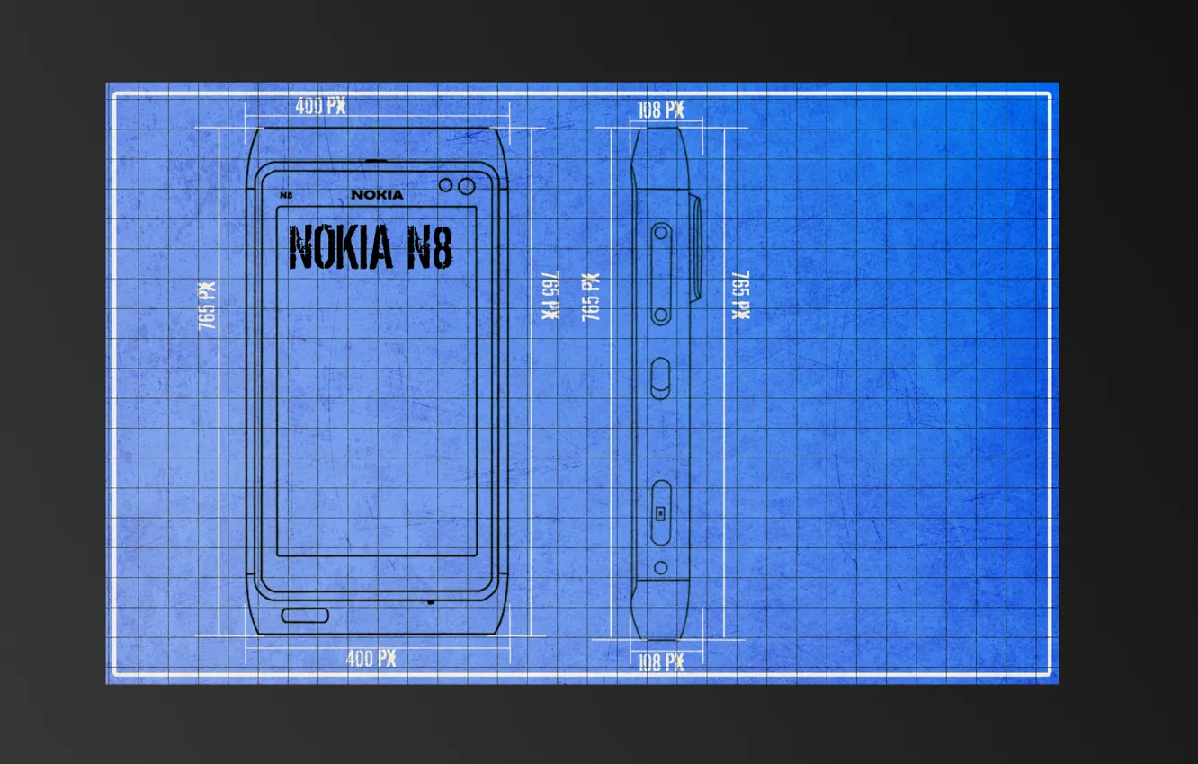 Фото обои надписи, чертеж, серый фон, Nokia
