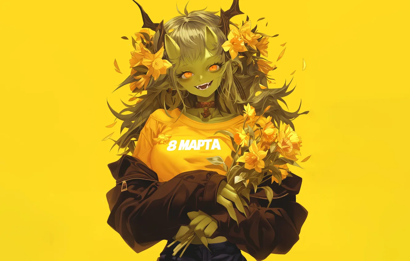 Фото обои девушка, аниме, 8 марта