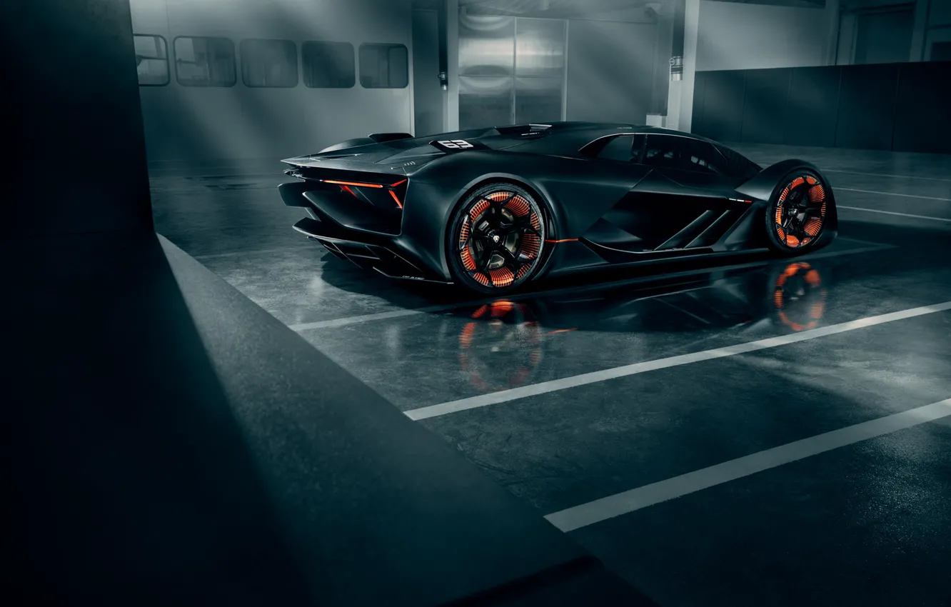 Фото обои Lamborghini, Light, Wheels, Hypercar, Rear, Terzo Millennio