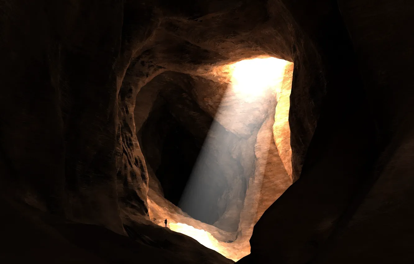 Фото обои свет, пещера, путешествие, подземелье