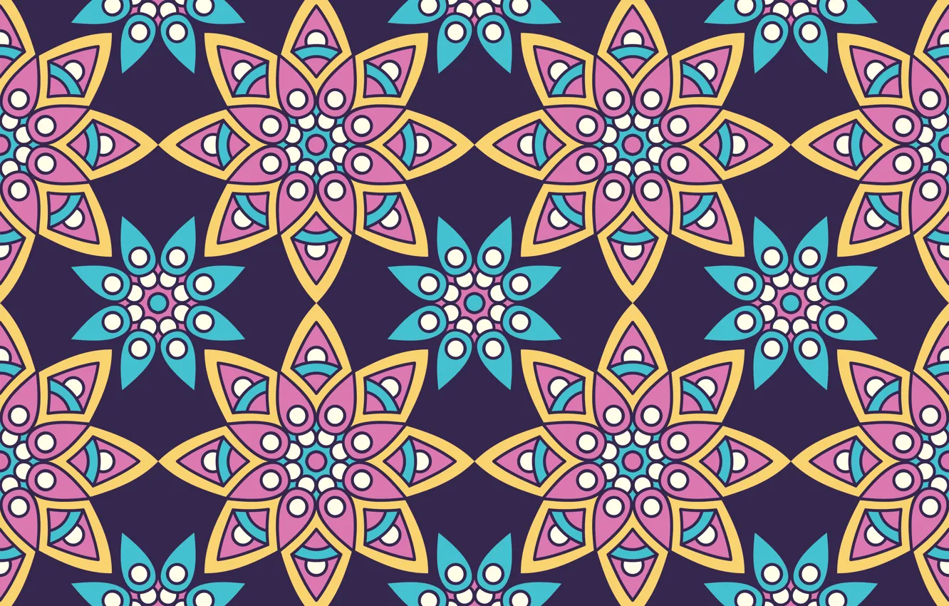 Фото обои цветы, орнамент, синий фон, pattern, floral, seamless