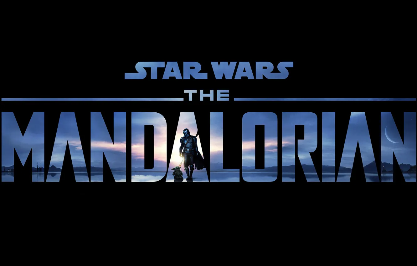 Фото обои Star Wars, Воин, Буквы, Надпись, Охотник, Малыш, Йода, The Mandalorian