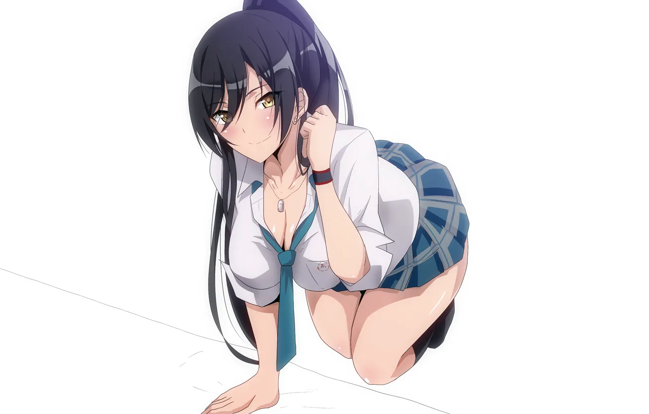 Фото обои girl, sexy, cleavage, long hair, boobs, anime, beautiful, pretty