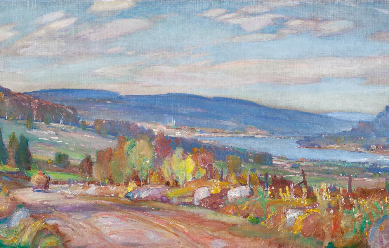 Фото обои пейзаж, картина, Frederick Challener, Река Оттава в Мэттаве. Онтарио