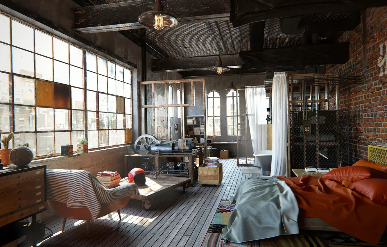 Фото обои дизайн, интерьер, old school, детская, жилая комната, реконструкция, loft