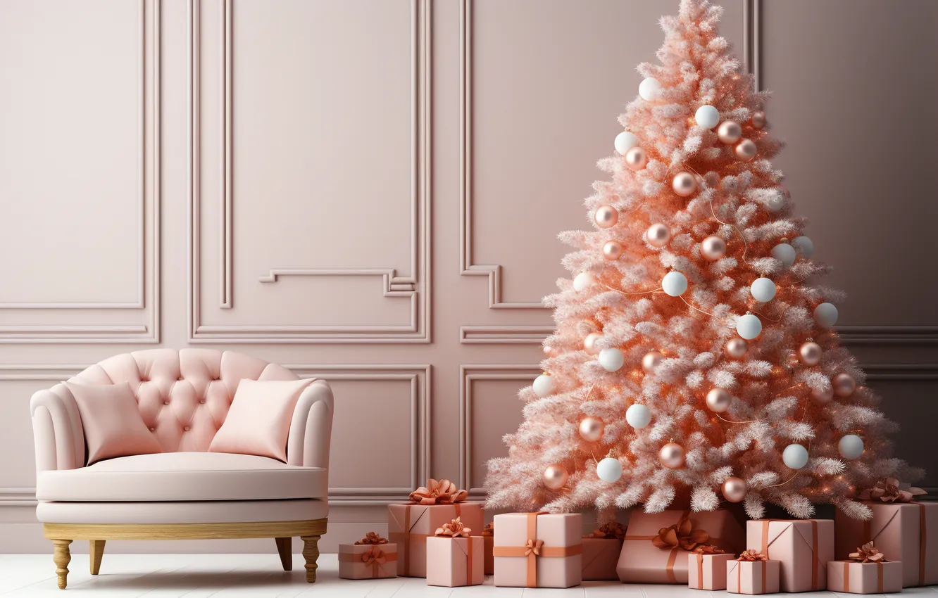 Фото обои комната, елка, интерьер, Рождество, Новый год, Christmas, view, tree