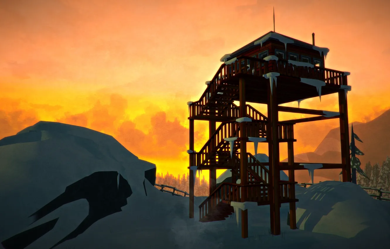 Фото обои Закат, Минимализм, Sunset, Minimalism, The Long Dark, Indie game