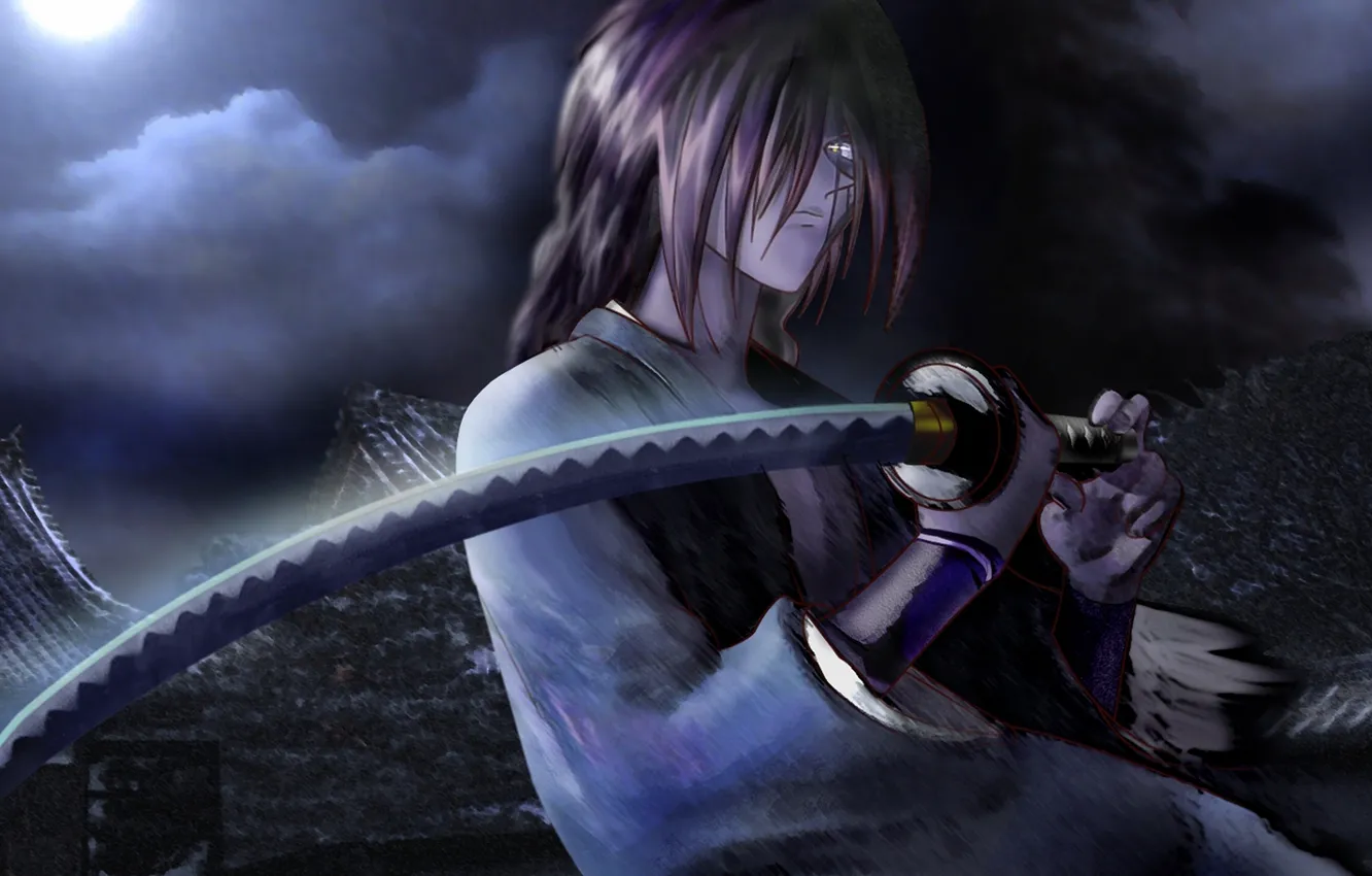 Фото обои оружие, катана, аниме, самурай, rurouni kenshin, himura kenshin, бродяга кэнсин