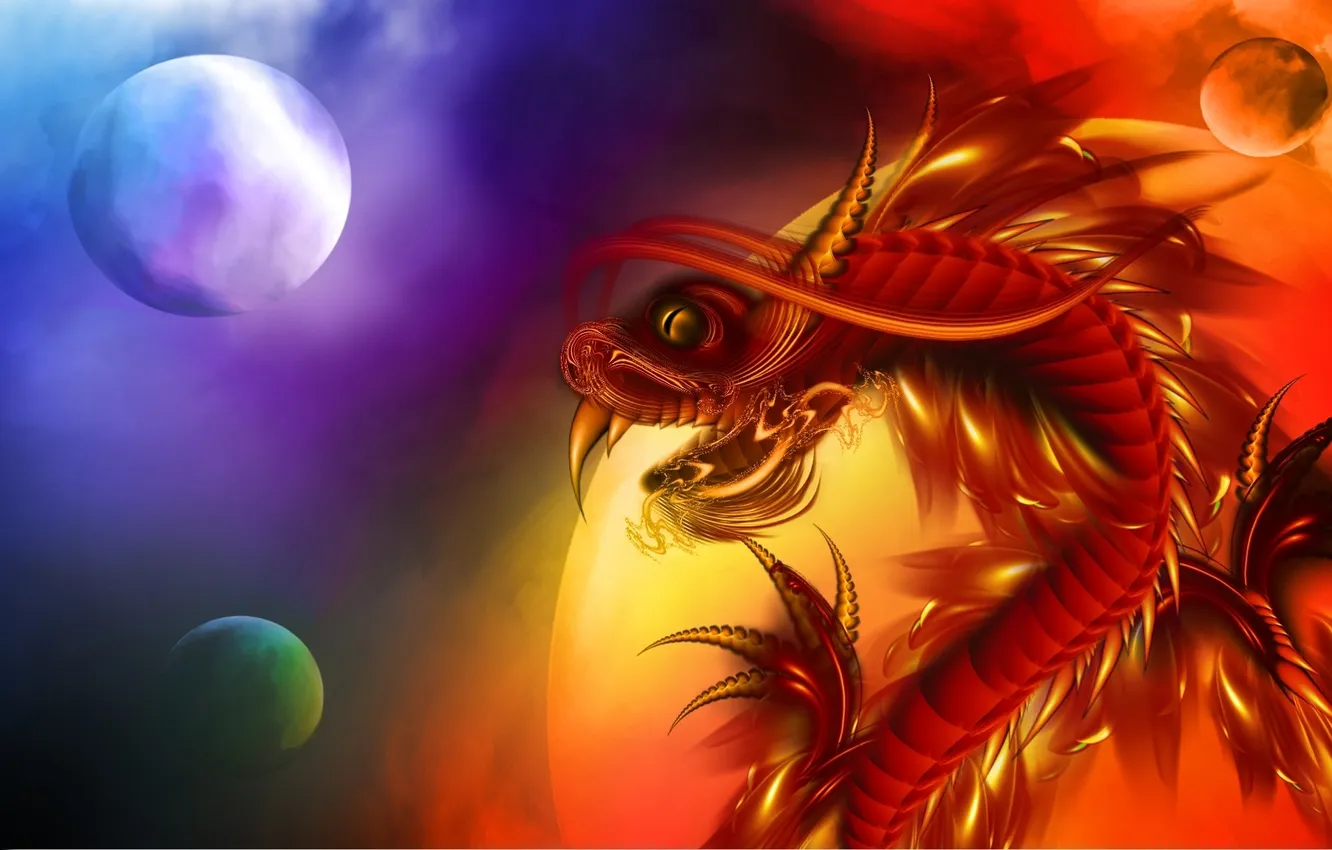 Фото обои шары, дракон, чешуя, клыки