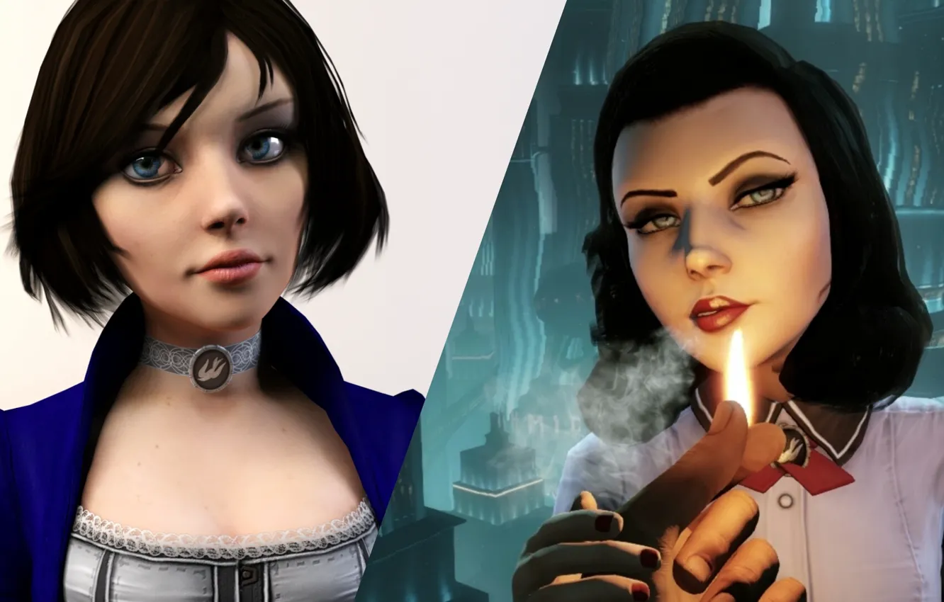 Фото обои bioshock infinite, video games, elizabeth, comparison