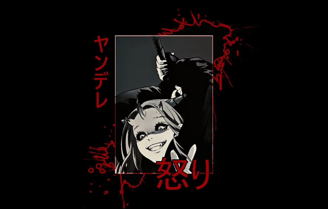 Фото обои dark, girl, blood, madness, evil, unknown, yandere, my project