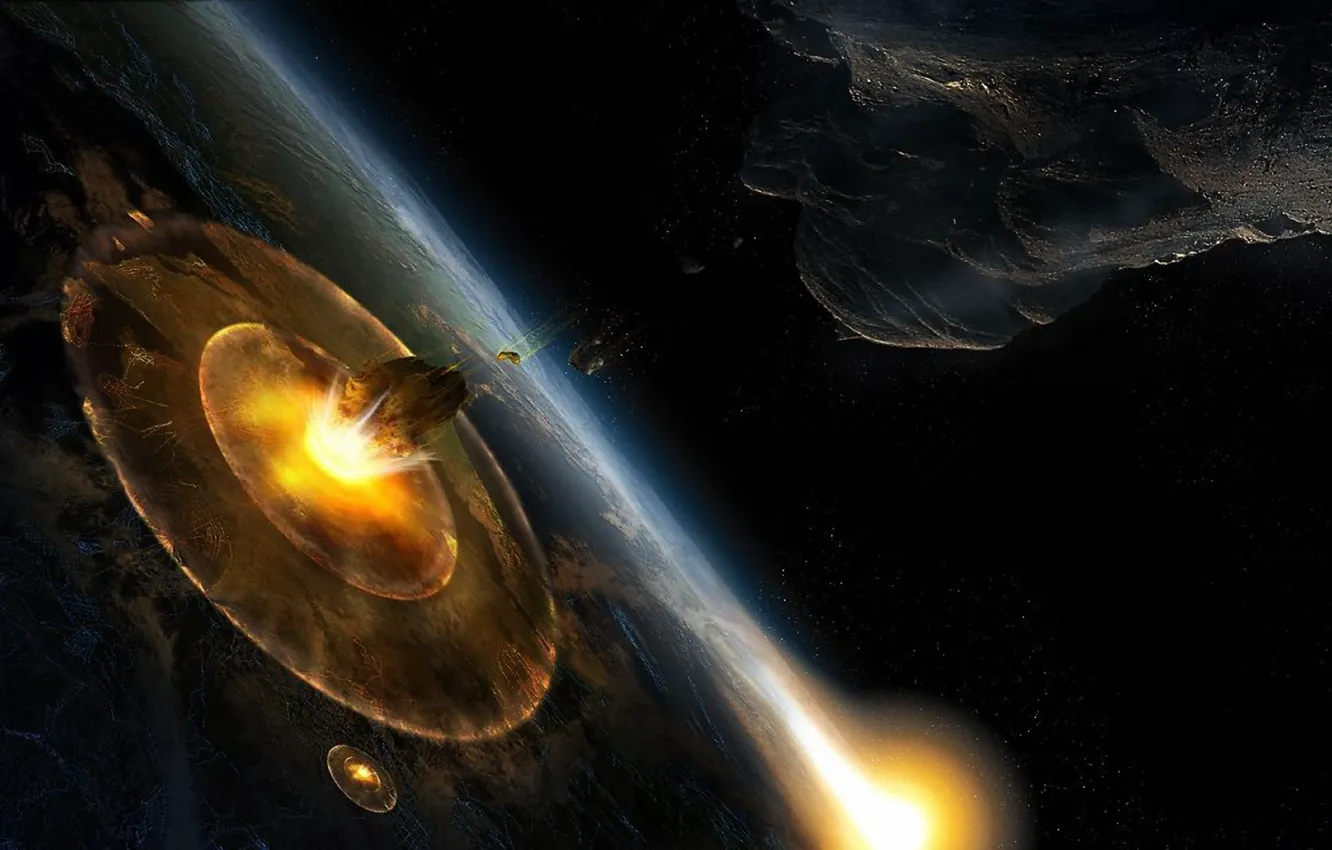 Фото обои планета, катастрофа, астероид, удар, impact, армагедон