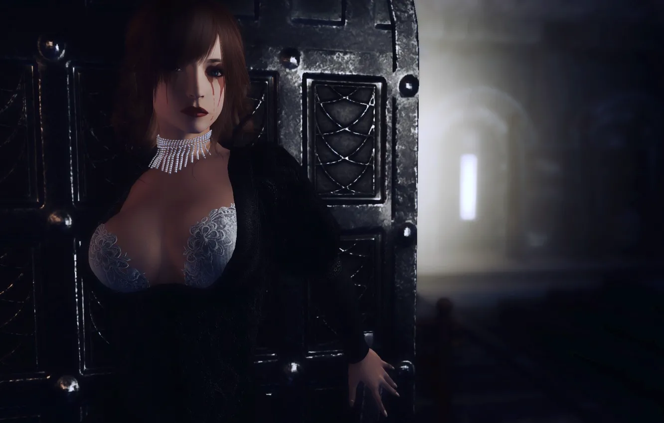 Фото обои готика, Skyrim, The Elder Scrolls, Bloodlust, готическая девушка, покои