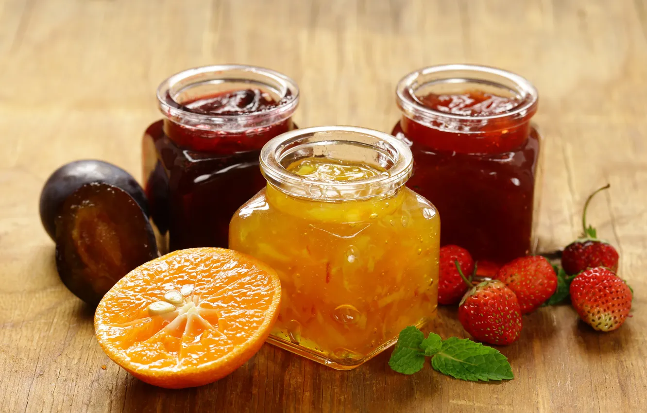 Фото обои red, rustic, orange, kiwi, jam, natural, jar, marmalade