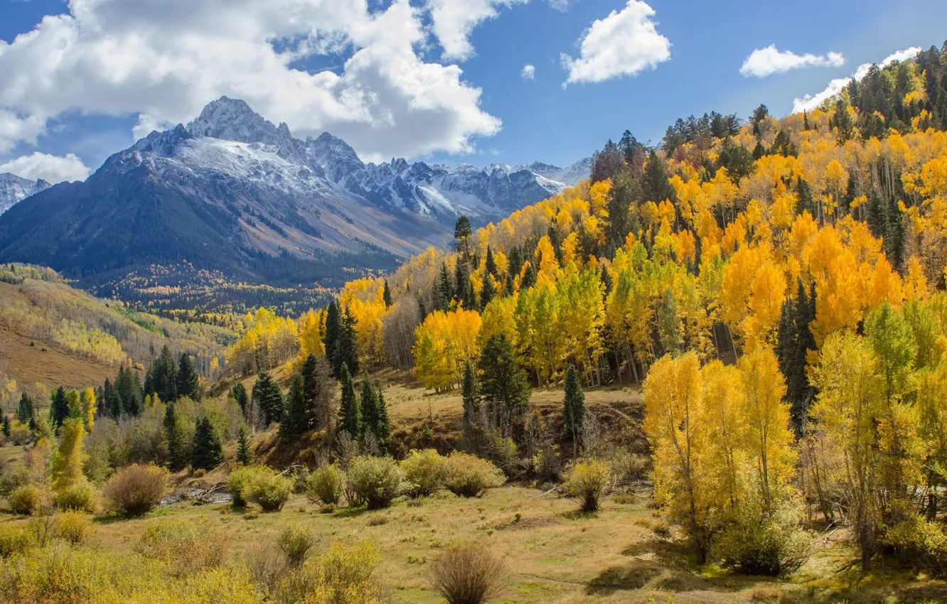 Фото обои осень, пейзаж, горы, природа