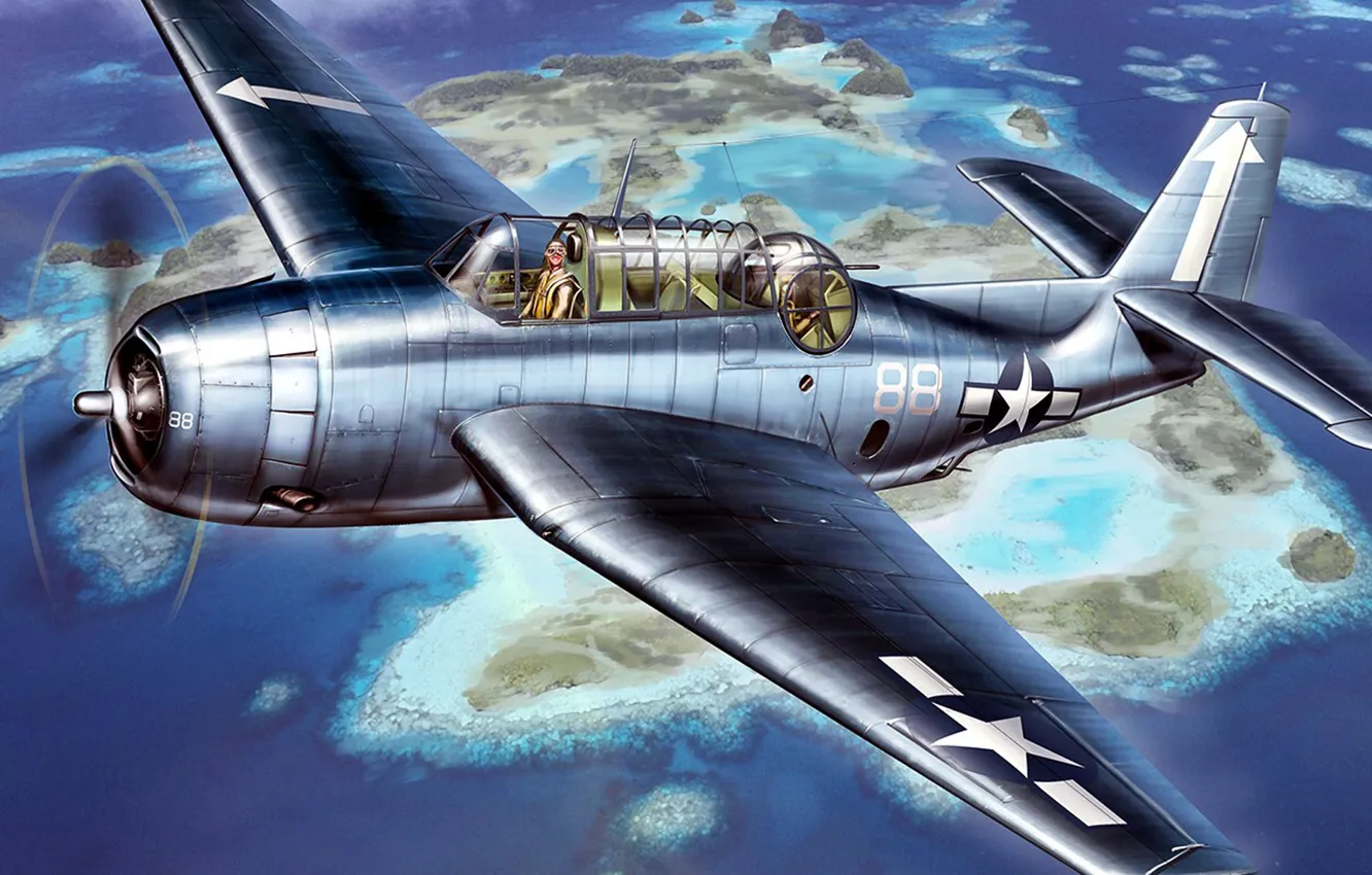 Фото обои рисунок, арт, Grumman, Мстители, Avenger, TBF, американский торпедоносец-бомбардировщик, палубный торпедоносец