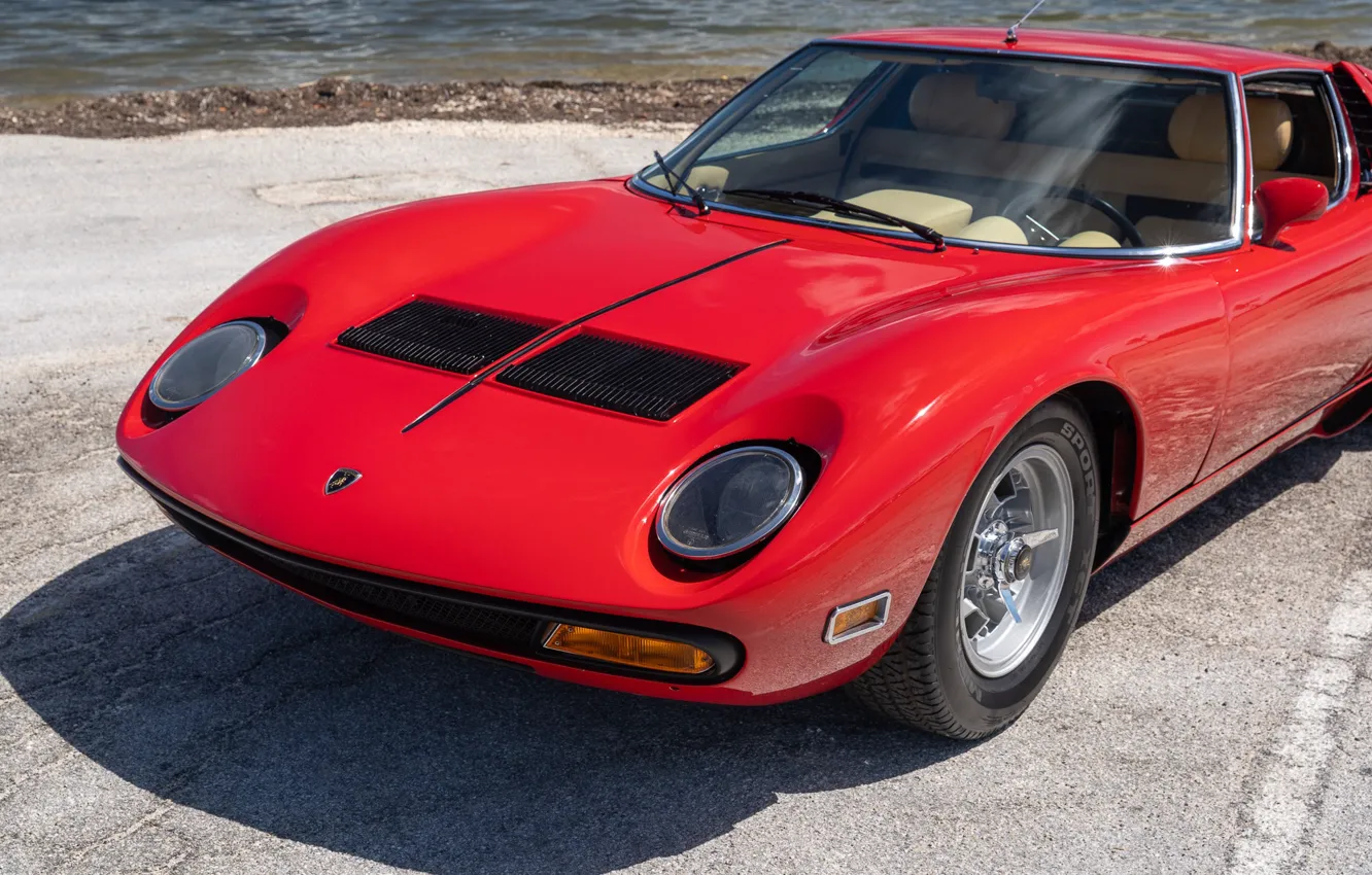 Фото обои Lamborghini, передок, Miura, ламборгини, Lamborghini Miura P400 SV