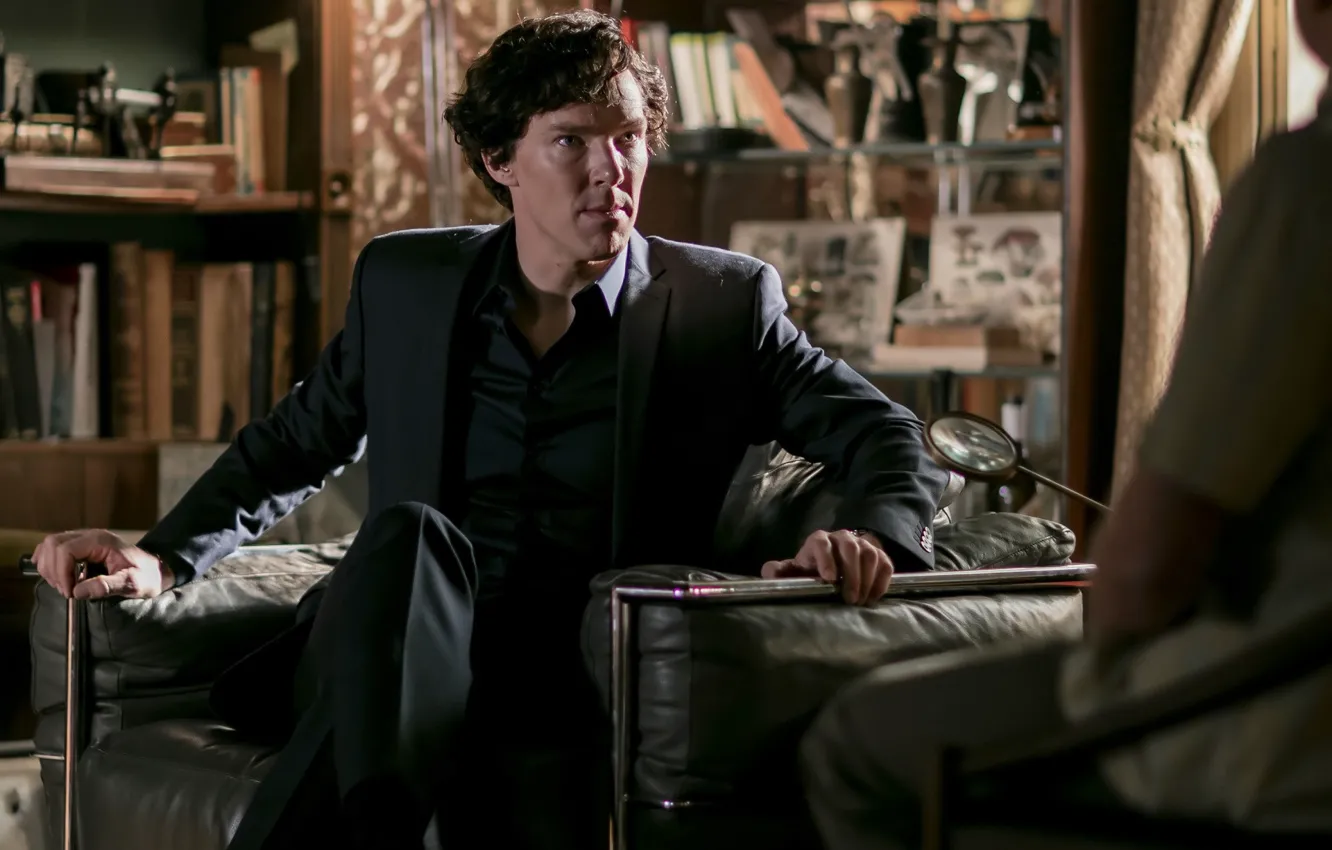 Фото обои комната, детектив, Шерлок Холмс, клиент, Бенедикт Камбербэтч, Sherlock, Sherlock BBC, Sherlock Holmes