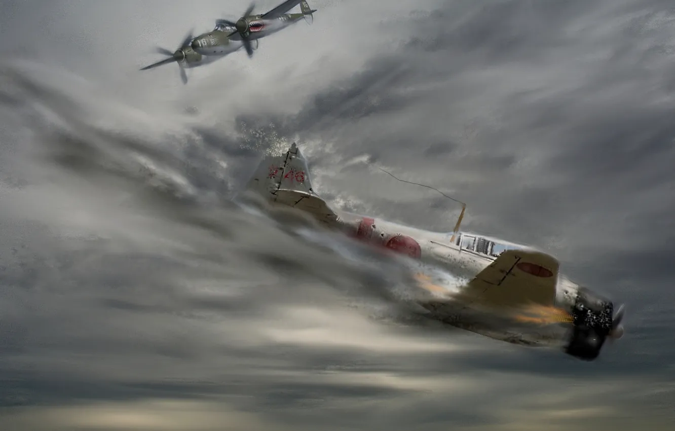 Фото обои война, рисунок, арт, битва, самолёты