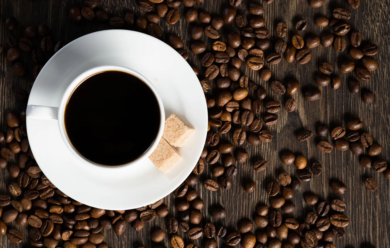 Фото обои кофе, сахар, кофейные зерна, пенка, coffee, coffee beans