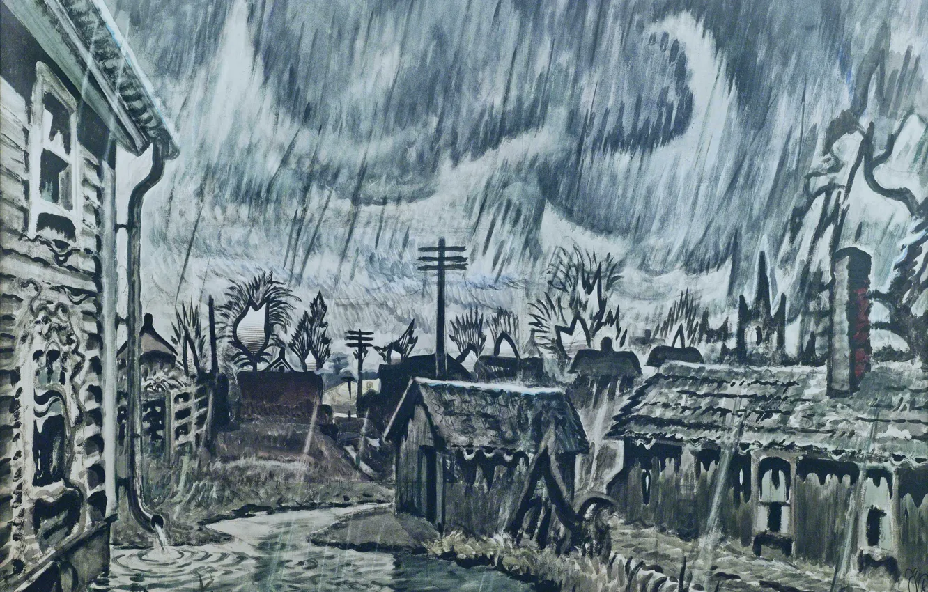 Фото обои Charles Ephraim Burchfield, 1917-55, Night of the Equinox