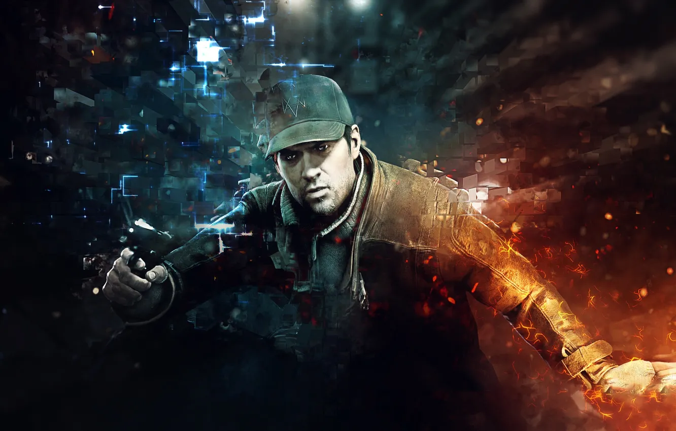 Фото обои Abstract, Ubisoft, Watch Dogs, Ubisoft Montreal, Video Game, Aiden Pearce, Watchdogs