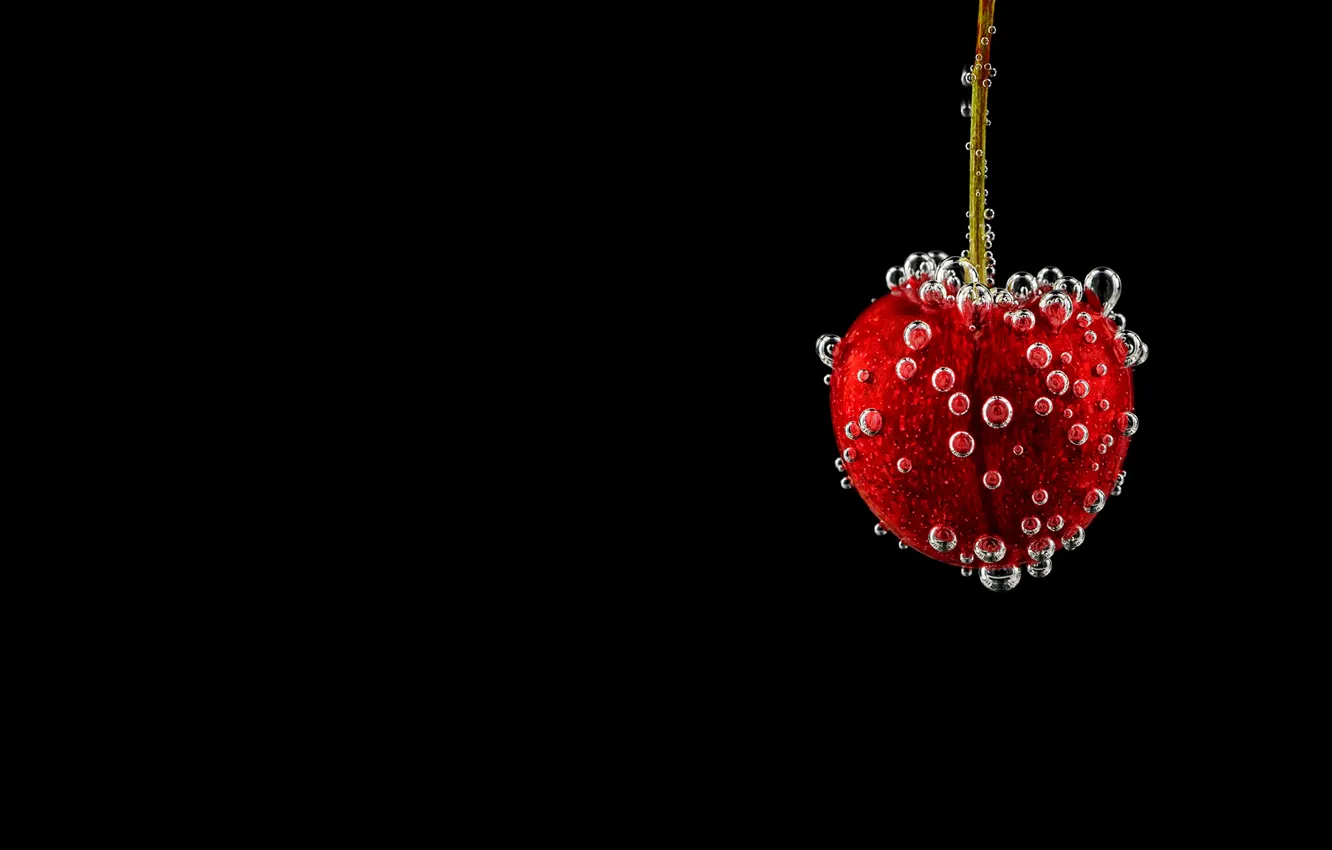Фото обои пузырьки, вишня, ягода