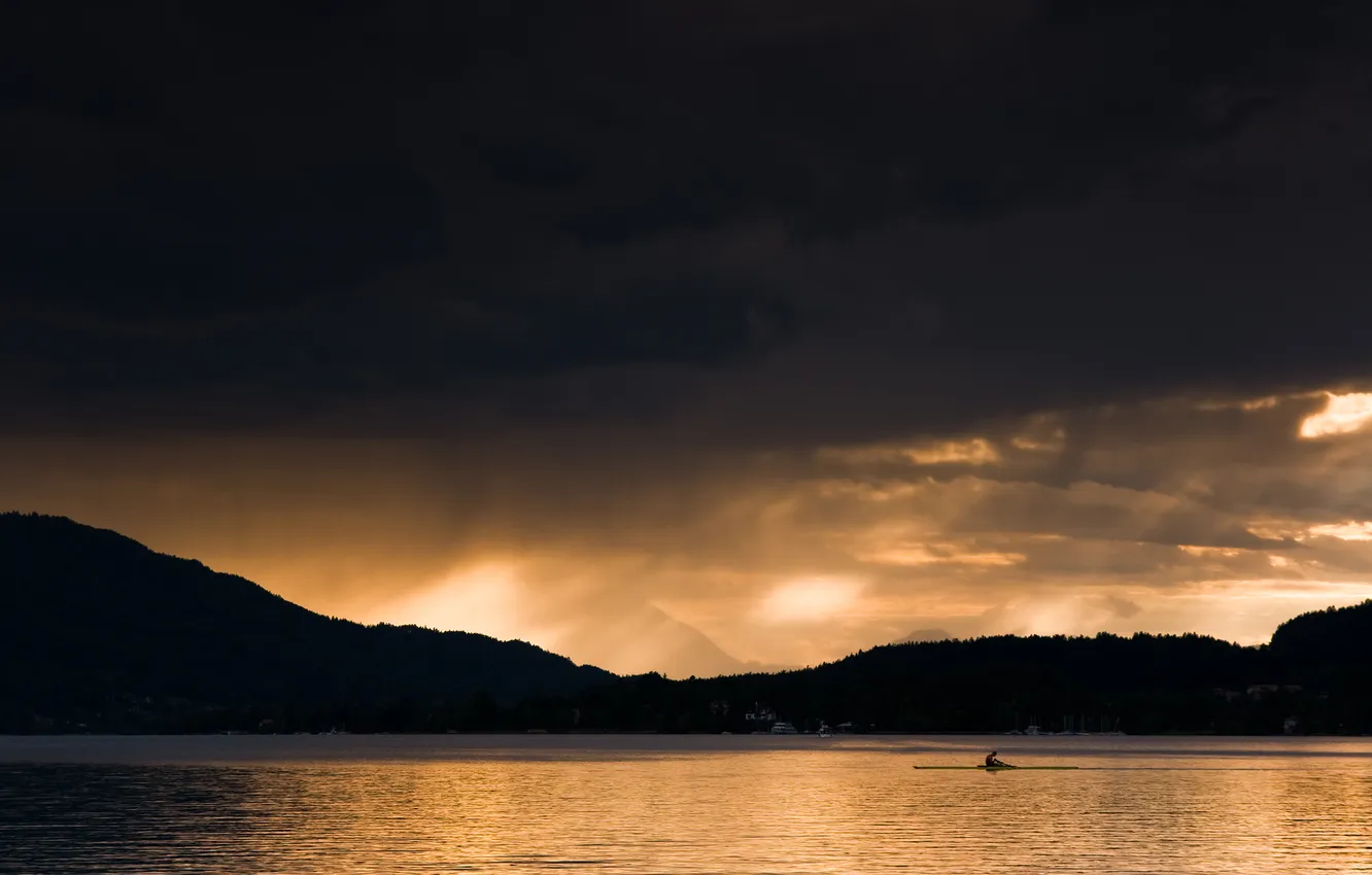 Фото обои озеро, вечер, Austria