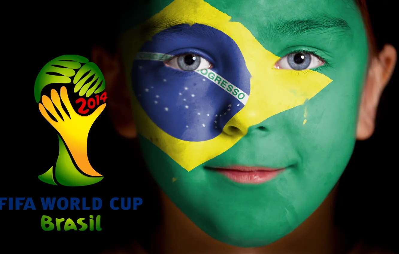 Фото обои football, face, flag, World Cup, Brasil, FIFA, 2014