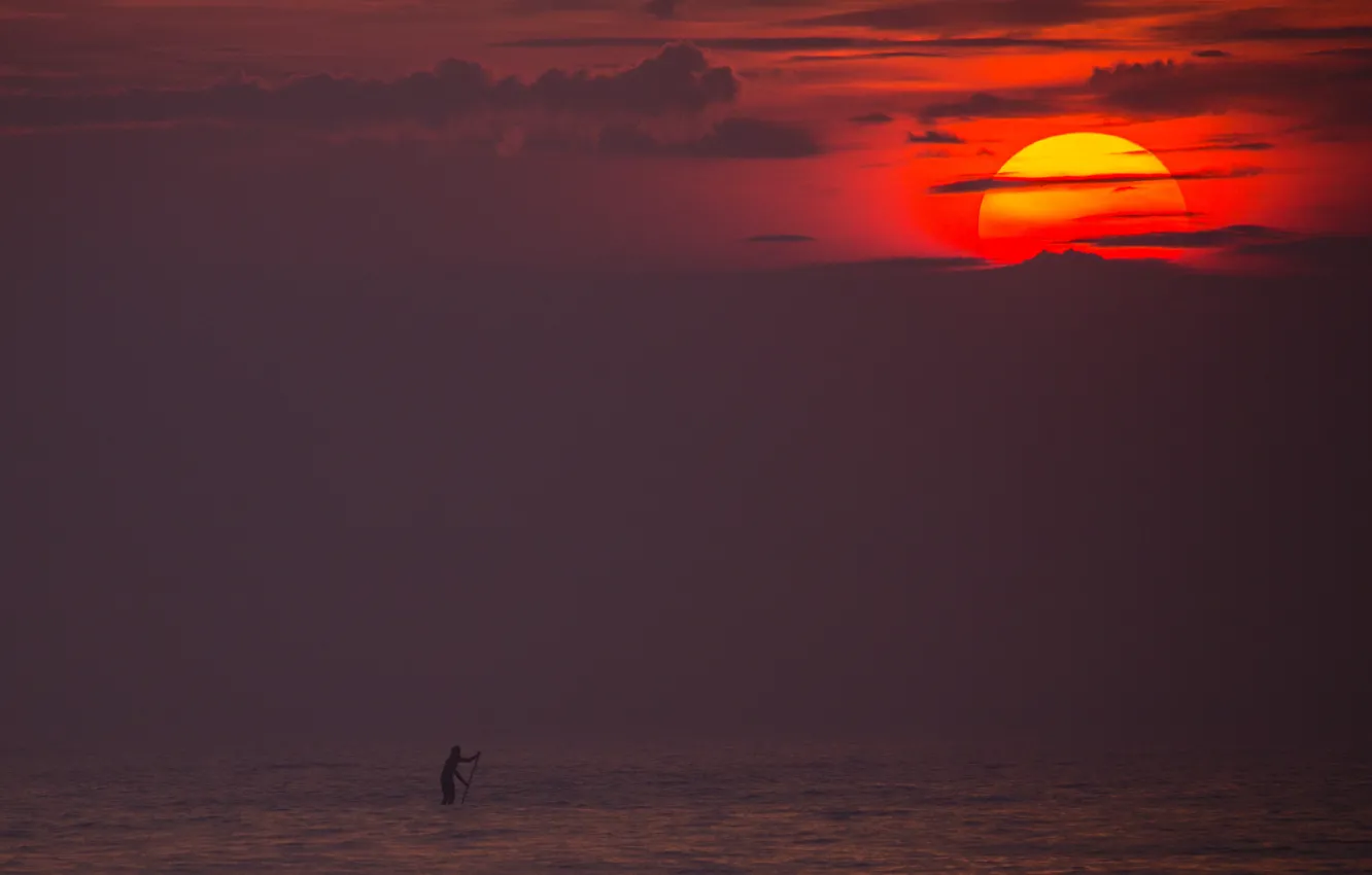 Фото обои море, волны, солнце, закат, Франция, France, сёрфер, сёррфинг