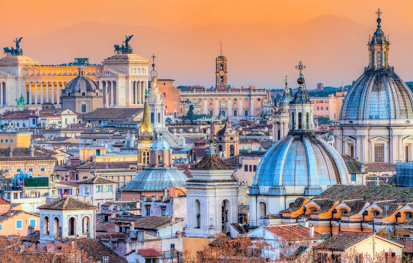 Фото обои Италия, Italy, Piazza Venezia, Center of Rome, Площадь Пьяцца Венеция, центр Рима