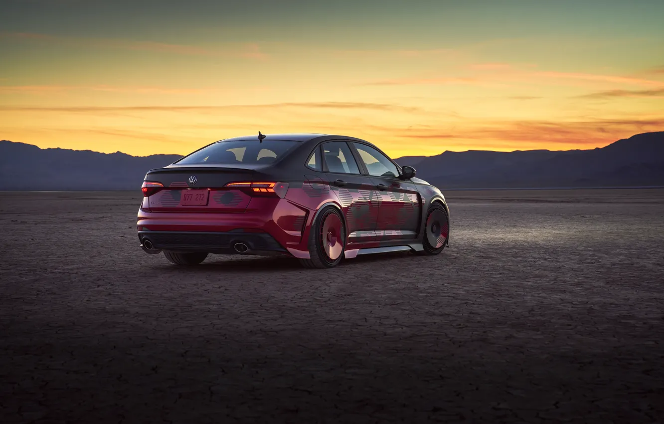 Фото обои Volkswagen, Mountain, SEMA, Desert, Rear, SEMA 2022, Volkswagen Jetta GLI Performance Concept, Jetta GLI