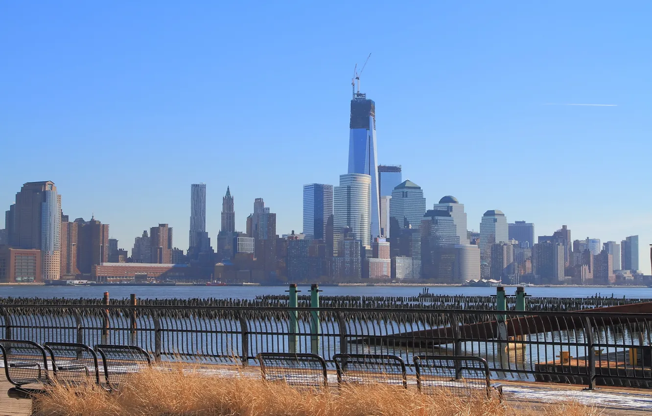 Фото обои Manhattan, World Trade Center, Hudson River