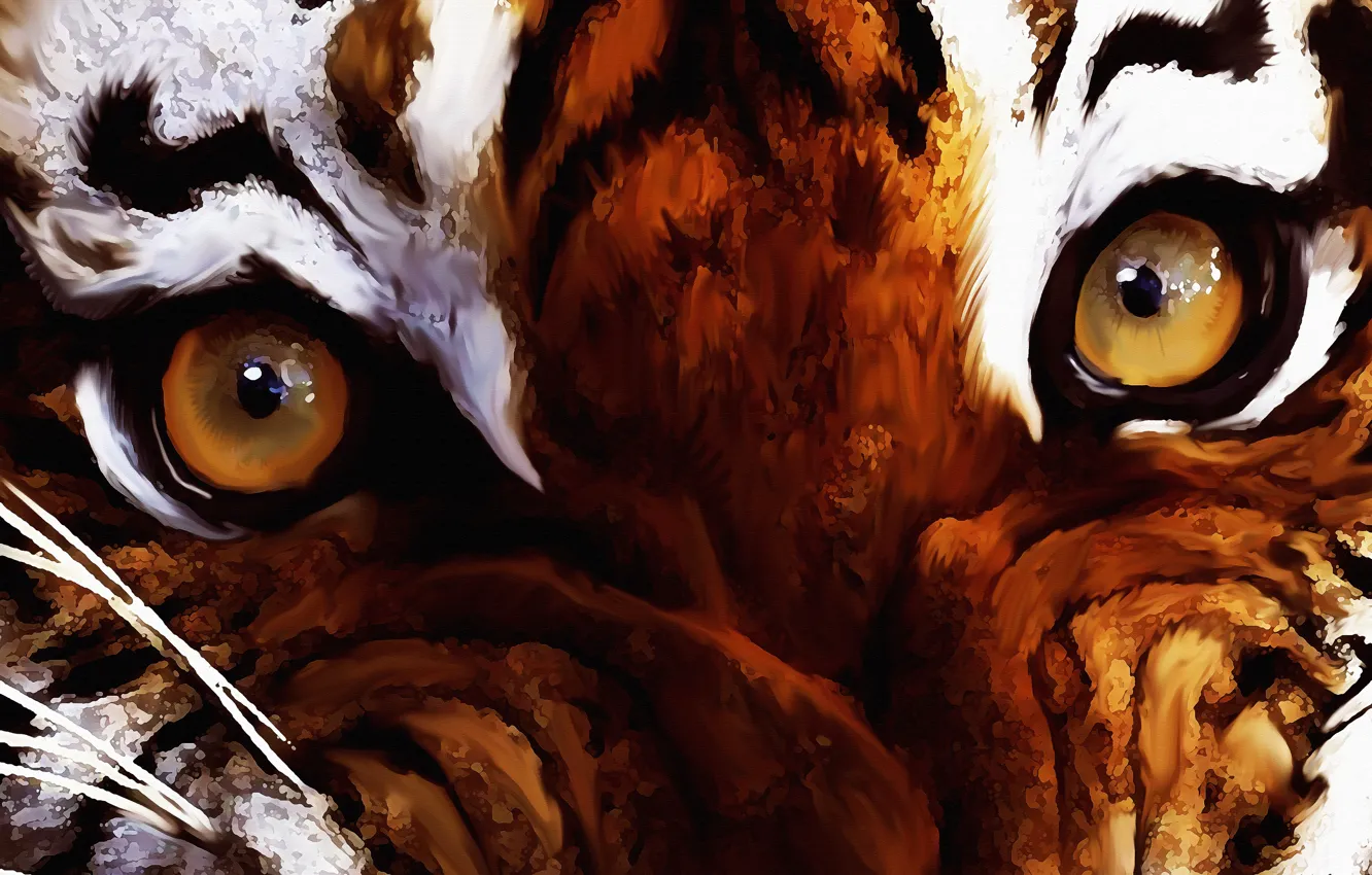 Фото обои глаза, взгляд, Digital Art, year of the tiger, axlsalles