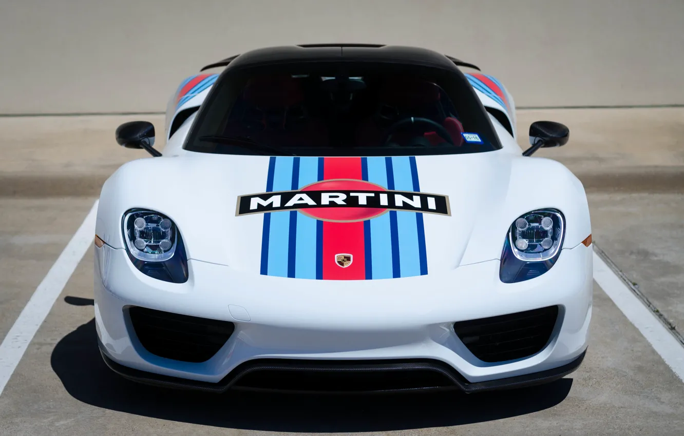 Фото обои Porsche, Front, Spyder, 918, View, Martini
