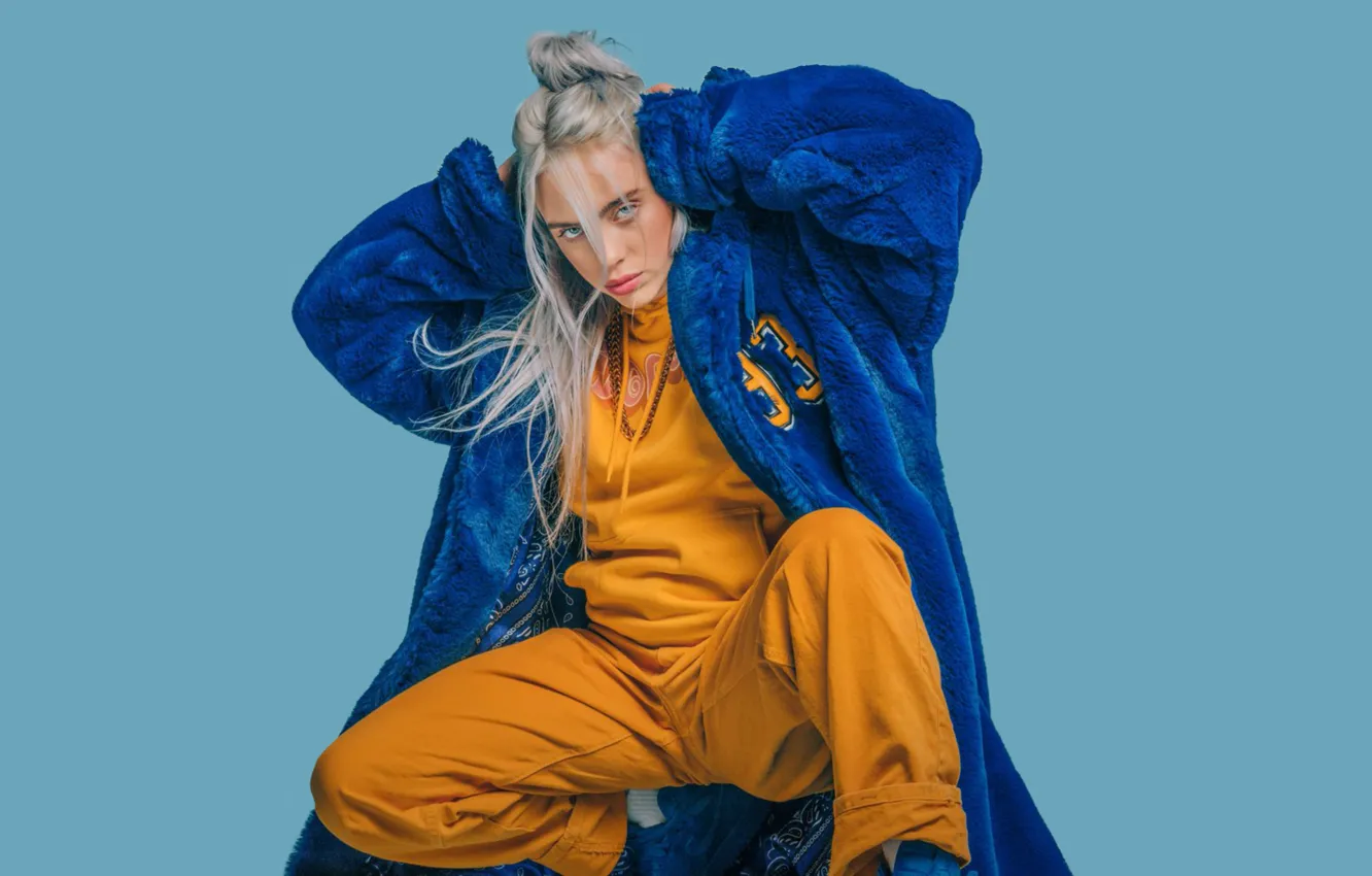 Фото обои блондинка, шуба, Певица, singer, Billie Eilish, Билли Айлиш