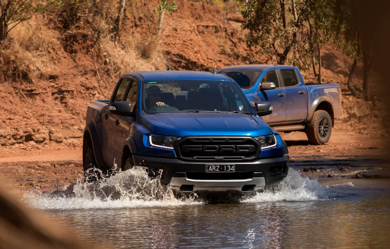 Фото обои вода, Ford, Raptor, 2018, Ranger, брод, пикапы