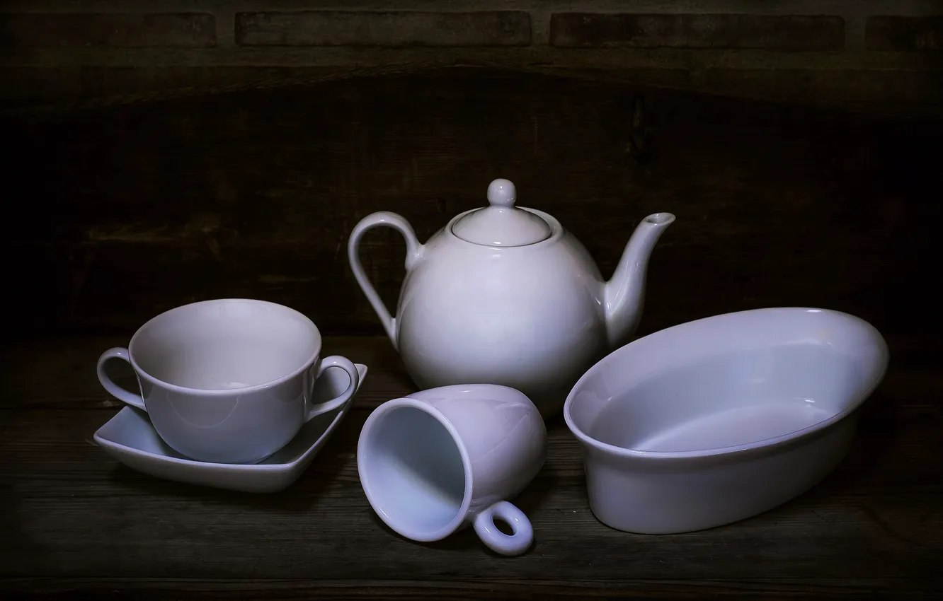 Фото обои чайник, чашка, натюрморт, сервиз
