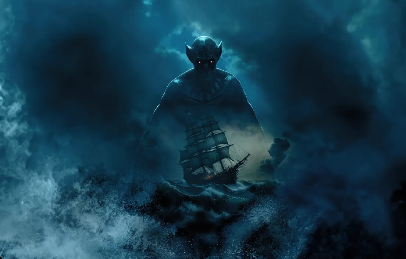 Фото обои Волны, Корабль, Ужасы, Дракула, 2023, The Last Voyage of the Demeter, Последнее путешествие «Деметра»