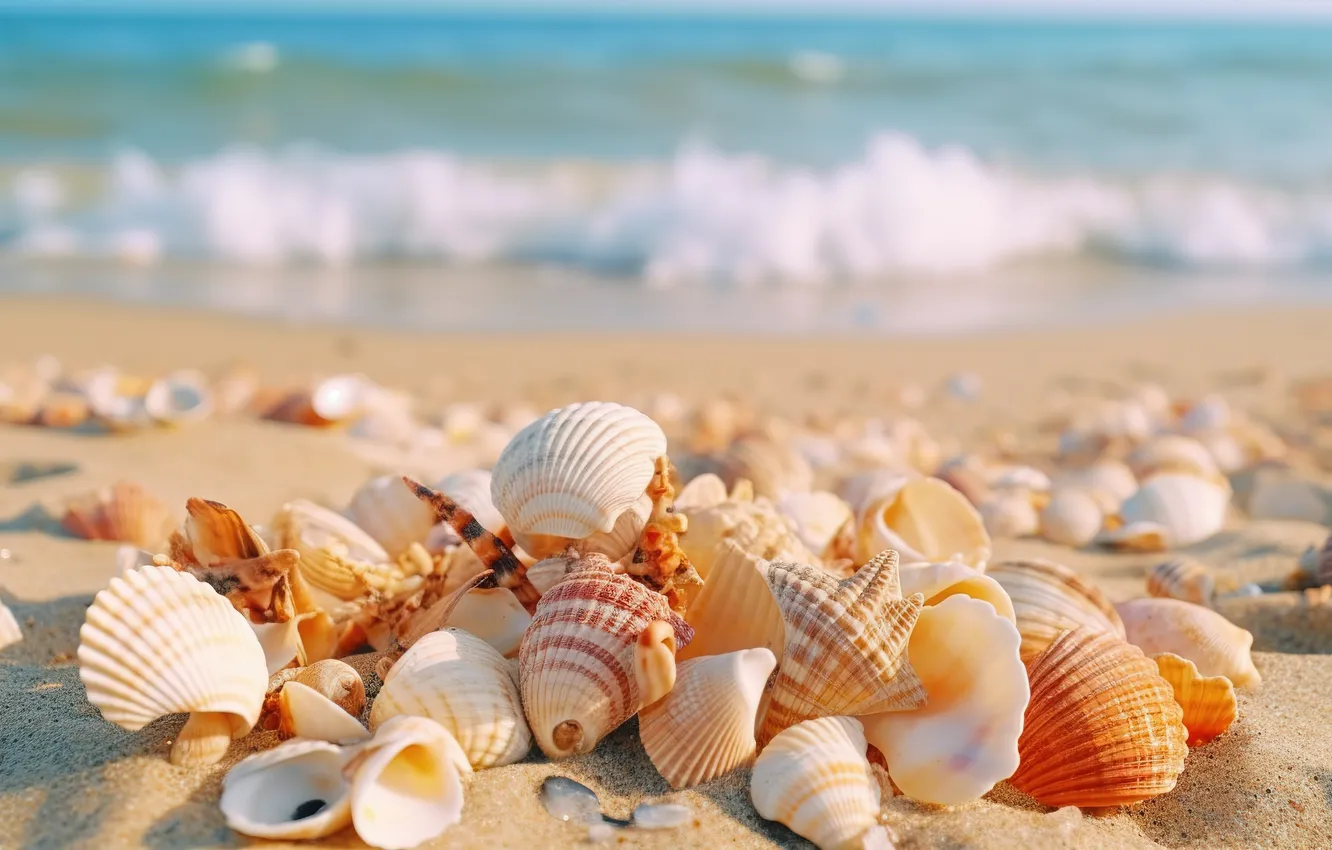 Фото обои песок, море, пляж, ракушки, beach, sea, sand, seashells