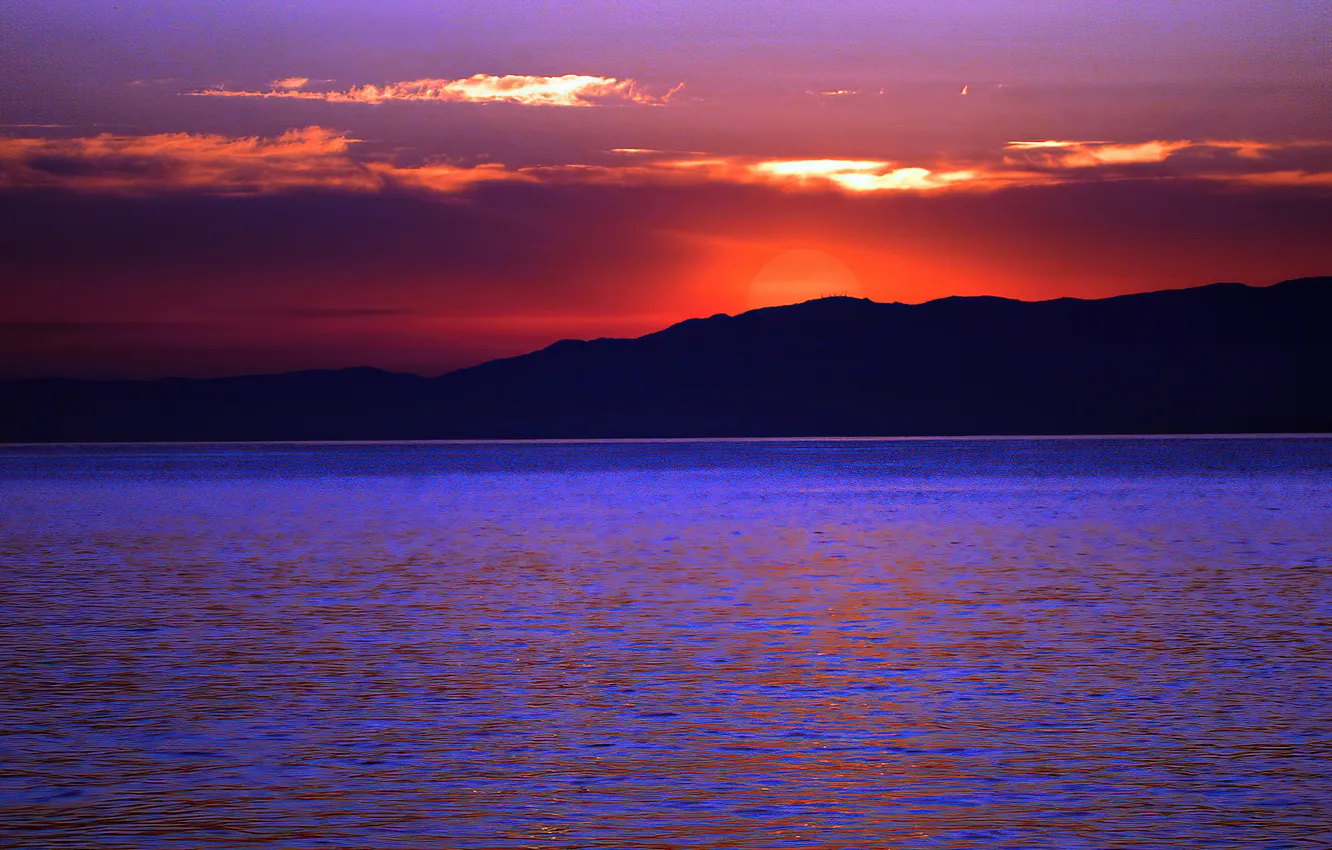 Фото обои море, облака, красота, вечер, рябь, Sunset, закат солнца, Burning Time