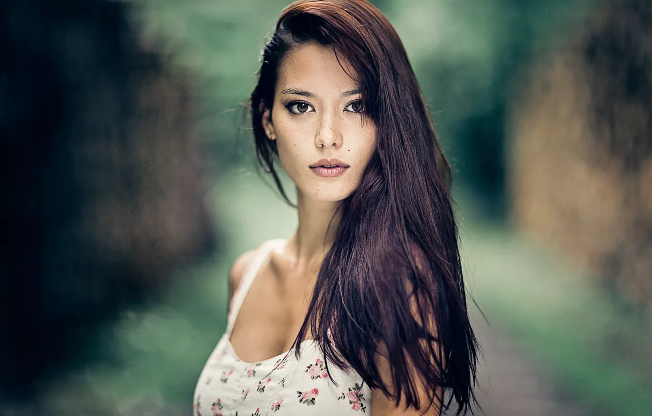 Фото обои girl, Brunette, face