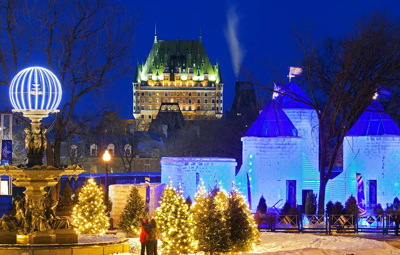 Фото обои Канада, Квебек, Ледовый дворец, Зимний карнавал, Боннем