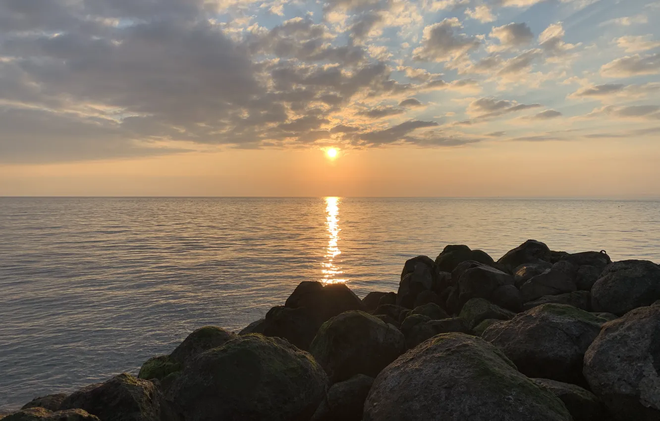 Фото обои Sky, Coast, Beach, Sunset, Ocean